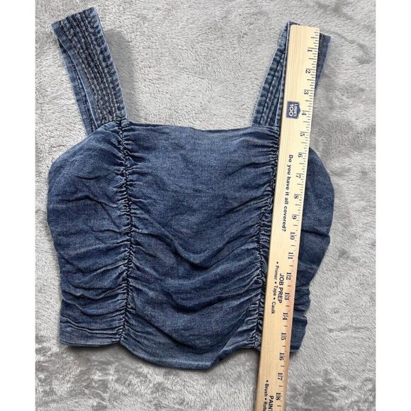 Anthropologie Pilcro Ruched Square-Neck Top Denim Tank Top Size XSP. EUC - Picture 6 of 10